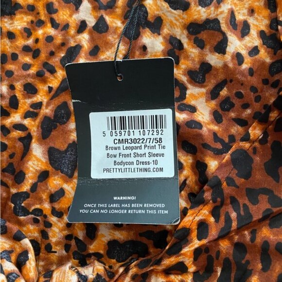 Pretty Little Thing Leopard Print Front Tie Dress Size 6 - Picture 3 of 5